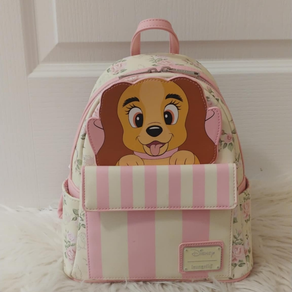 💖FIRM! NWT DISNEY LOUNGEFLY LADY AND THE TRAMP HAT BOX MINI BACKPACK (RARE)